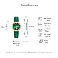 Luksusowe kobiety moda 2022 zielone zegarki cechy diament Studded zegarek kwarcowy panie skórzane zegarki na rękę elegancki Montre Femme 2
